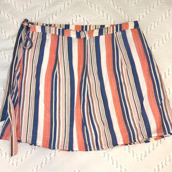 Sadie & Sage blue/coral stripes, fully lined faux wrap skort, EUC - sz SMALL‎ - Picture 8 of 9